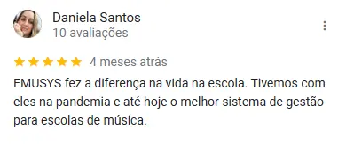 Print de avaliação de cliente Emusys