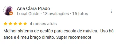 Print de avaliação de cliente Emusys
