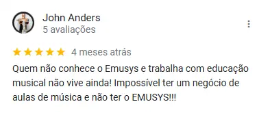 Print de avaliação de cliente Emusys