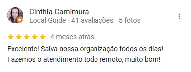 Print de avaliação de cliente Emusys