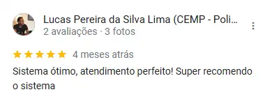 Print de avaliação de cliente Emusys